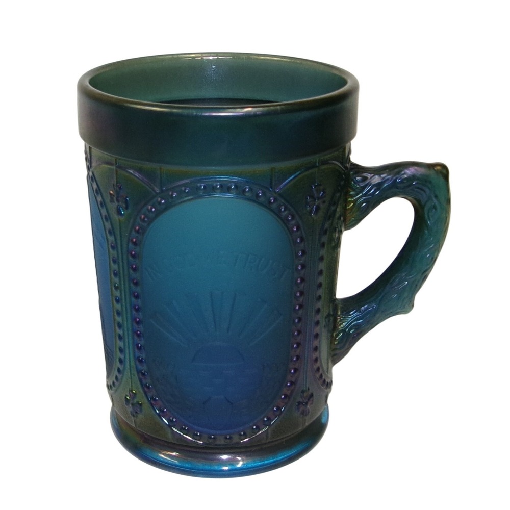 ACGA 1969 Los Angeles Carnival Glass Souvenir Mug Teal Blue Iridescent Mug